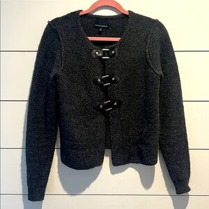 Cynthia Rowley Buckle Front Crew Cardigan Snap Gray Size M
